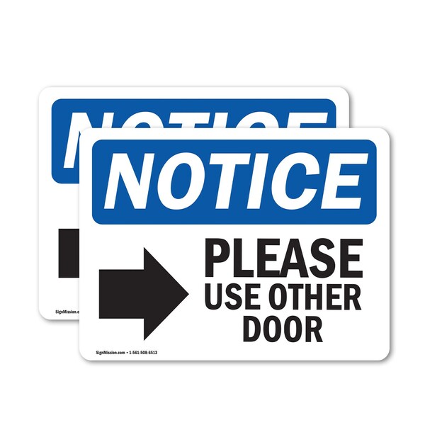 Signmission Please Use Other Door Sign With Symbol, 10 in W x Rectangle, Vinyl Decal OS-2PACK-NS-D-710-L-16363 - main
